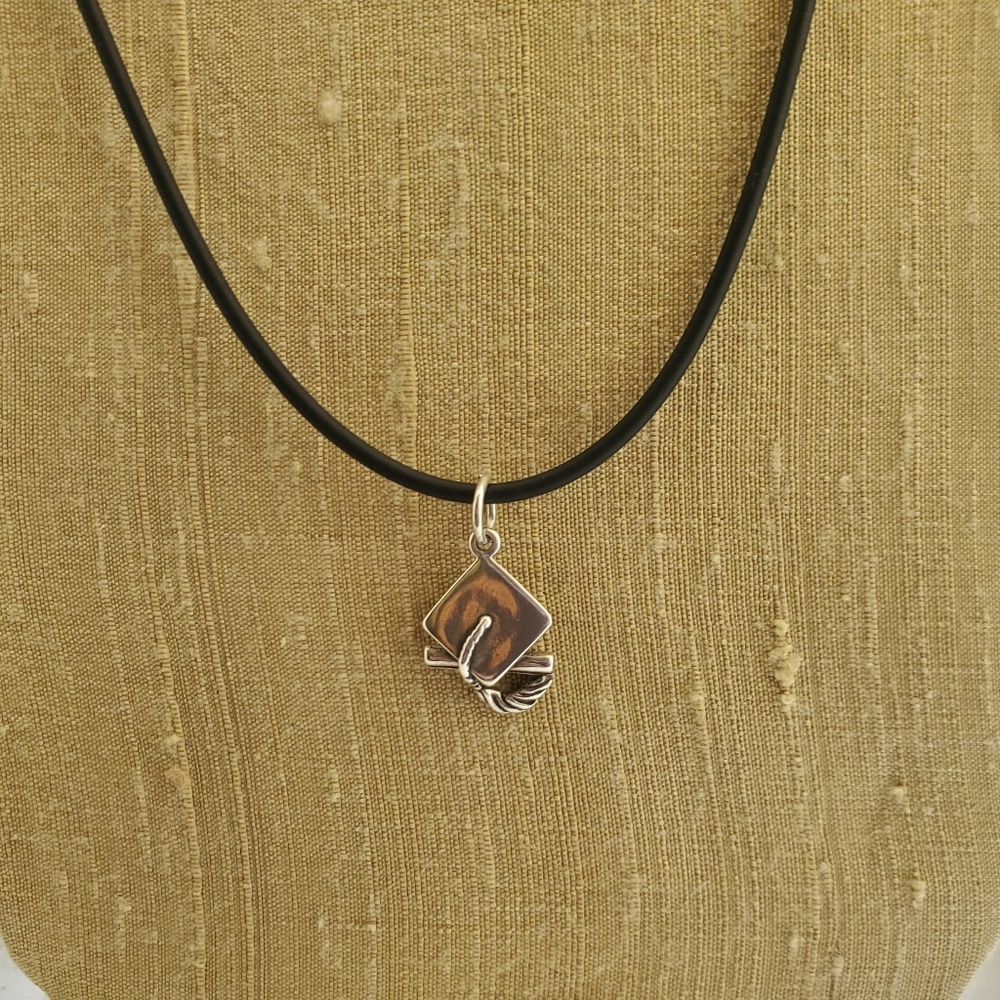 Graduation cap & diploma in sterling silver